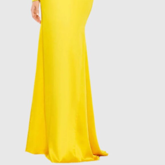 MAC DUGGAL 26712 ONE SHOULDER BISHOP SLEEVE SATIN SUNSET GOWN sz 4 - Picture 2 of 5